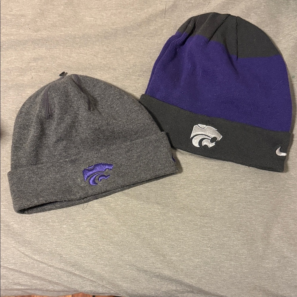 Nike K-State Gray and Purple Beanie Set